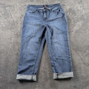 Earl Jeans Capris Size 10 Stretch Denim Cuffed Flap Pockets 31"X22"